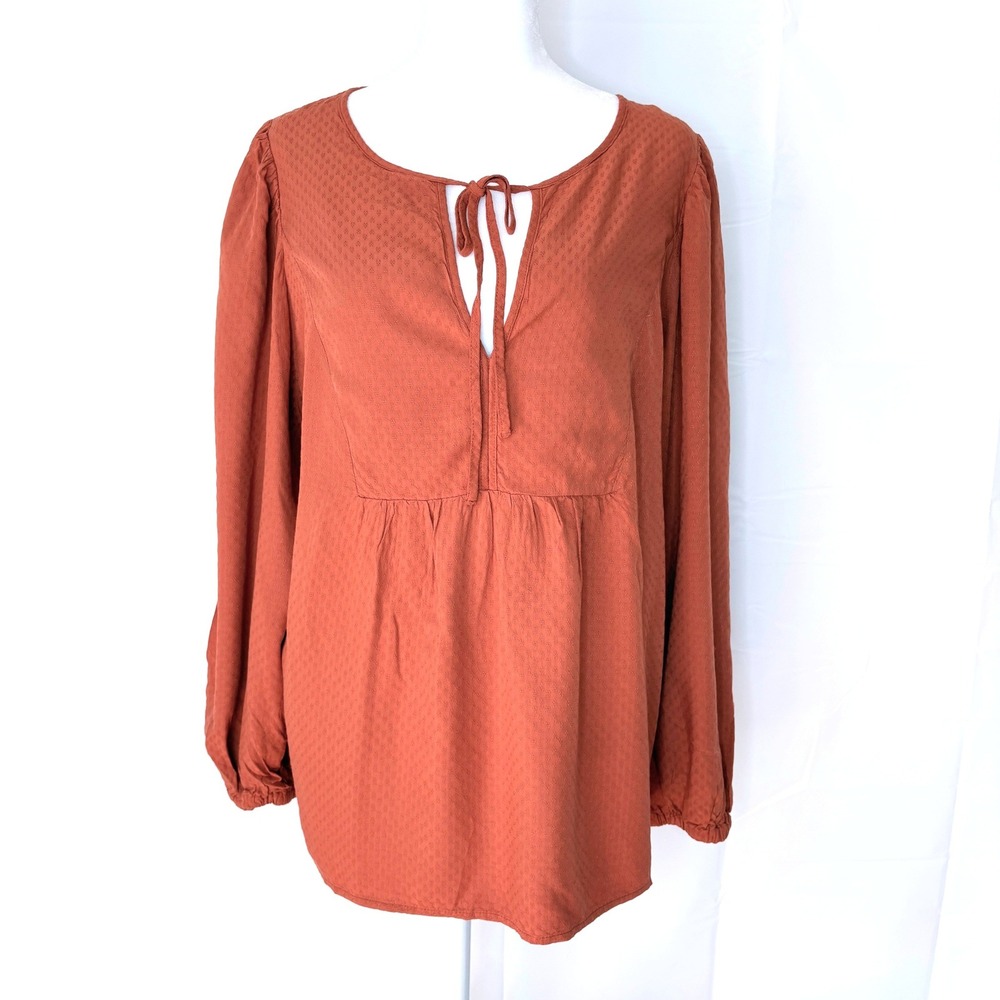 Universal Thread Cottagecore Top XL Babydoll Peasant Boho Blouse‎ Burnt Orange